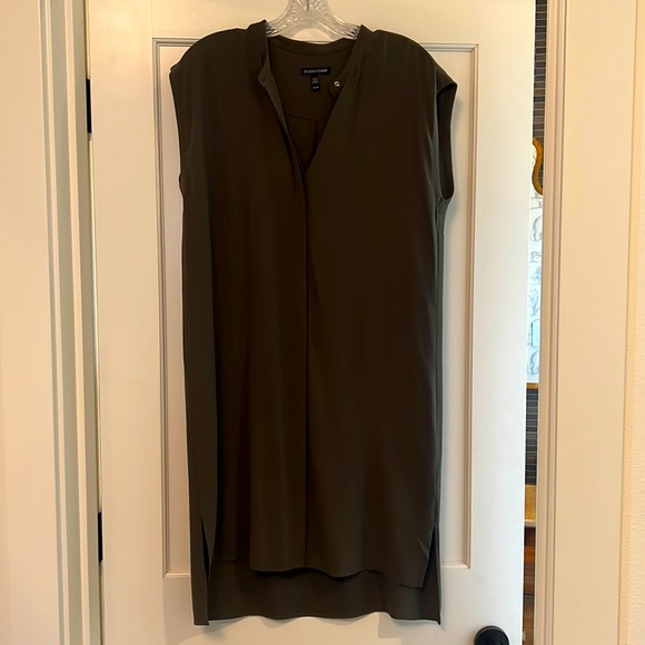 Eileen Fisher high/low silk button up dress - Picture 1 of 6